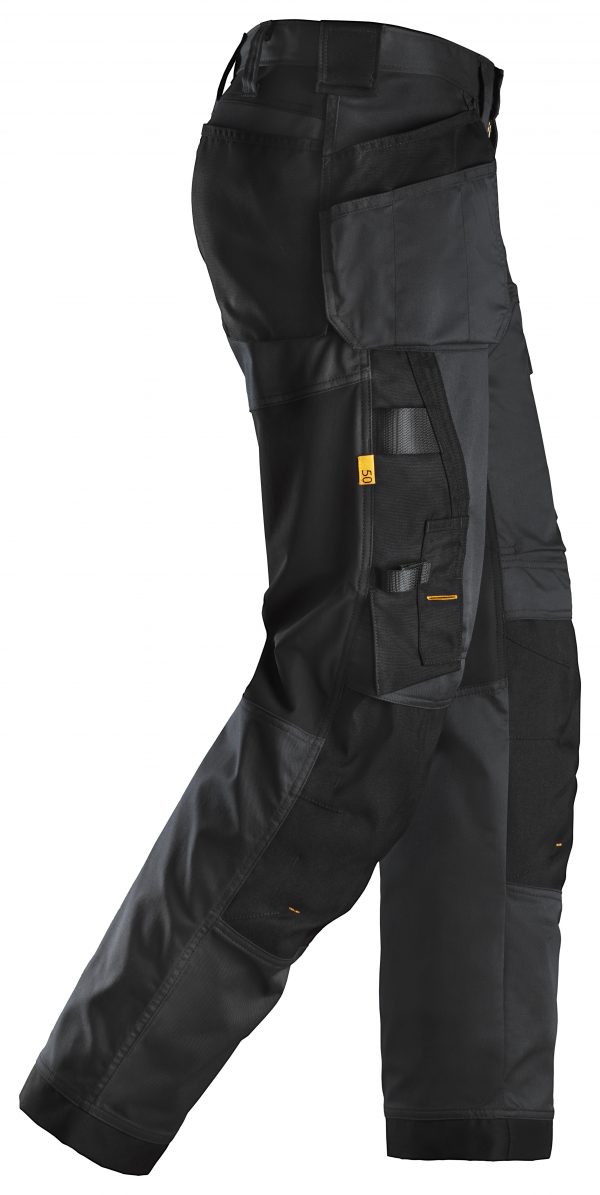 Snickers 6251 Stretch Loose Fit Work Trousers Holster Pockets | Black\Black - 0404 | V-liftverkkokauppa.fi