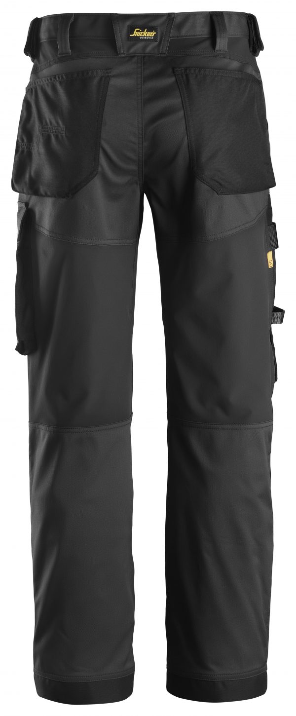 Snickers 6351 Stretch Loose Fit Work Trousers | Black\Black - 0404 | V-liftverkkokauppa.fi